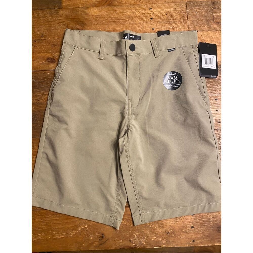 Hurley size 16 NWT youth boys shorts regular fit dry khaki